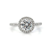 14K White Gold Diamond Halo and Side Stone Engagement Ring ESTATE